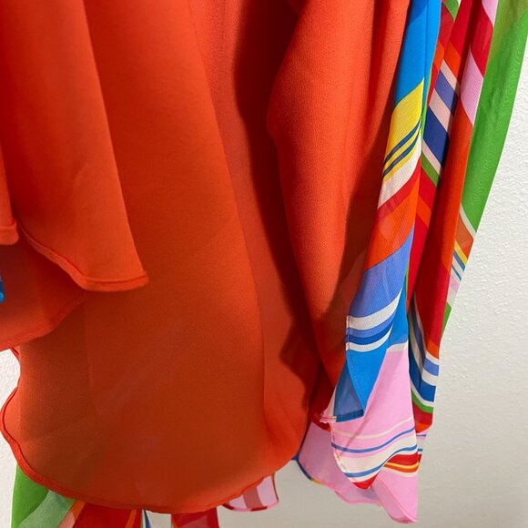 Lauren Ralph Lauren Dress 20W 2X Multi Color Layers Striped Whimsi Womens - Picture 5 of 9